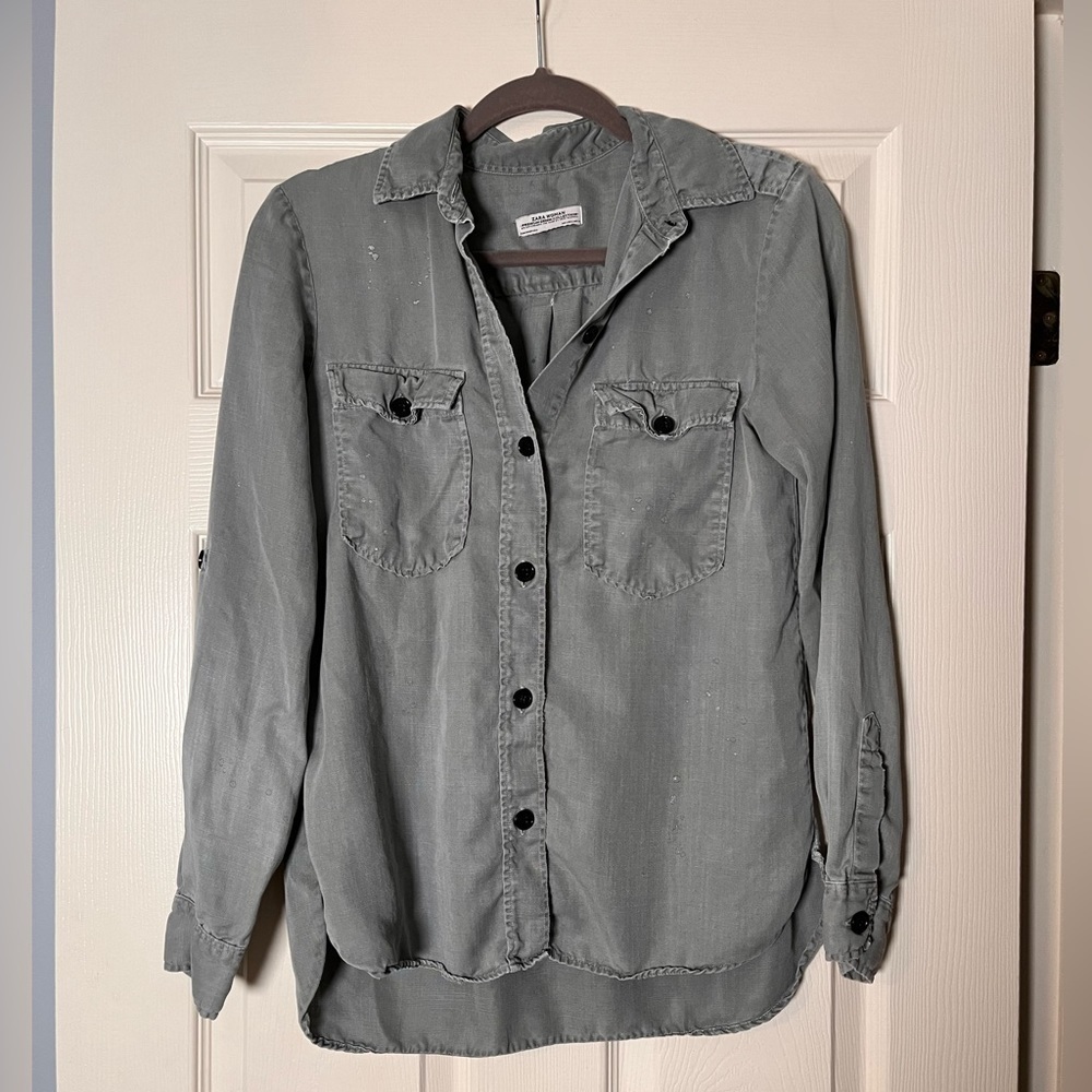 ZARA| KHAKI MILITARY STYLE BLOUSE